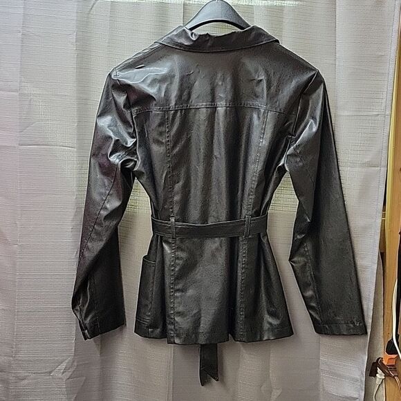 Axara New York faux leather jacket/coat w/sash belt, size L - Picture 2 of 8